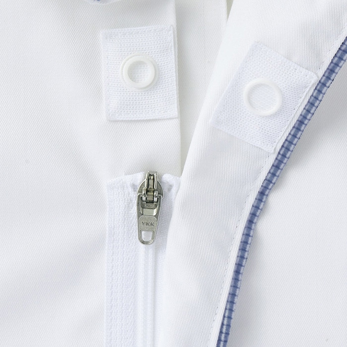 住商モンブラン(株) 2-687_SS 調理コート 男女兼用7分袖袖ネット付 SS 白/ブラウンチェック 1枚(ご注文単位1枚)【直送品】