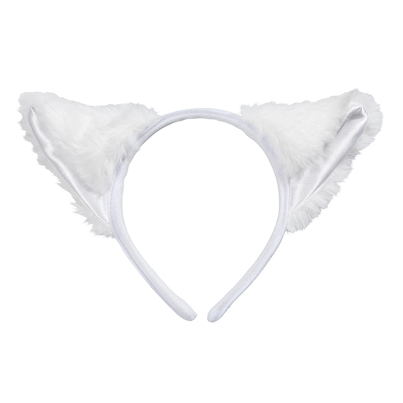 クリアストーン キャットカチューシャ　ふせ耳 ホワイト×ホワイト フリーサイズ 1個（ご注文単位1個）【直送品】