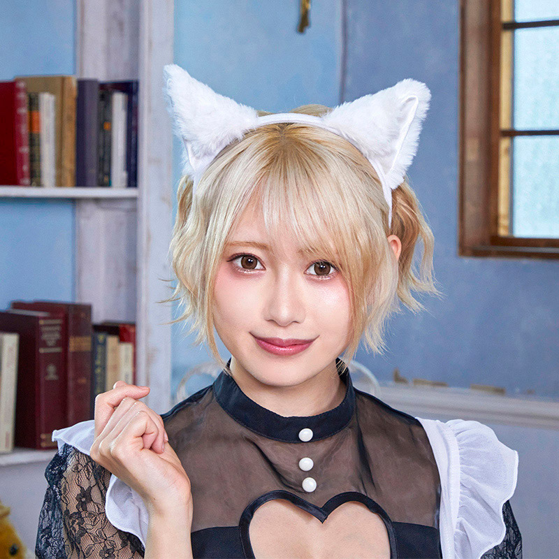 クリアストーン キャットカチューシャ　ふせ耳 ホワイト×ホワイト フリーサイズ 1個（ご注文単位1個）【直送品】