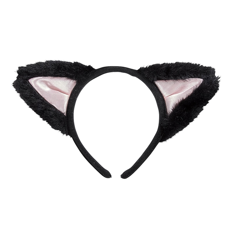 クリアストーン コスチューム　キャットカチューシャ　立ち耳 ブラック×ピンク フリーサイズ 1個（ご注文単位1個）【直送品】
