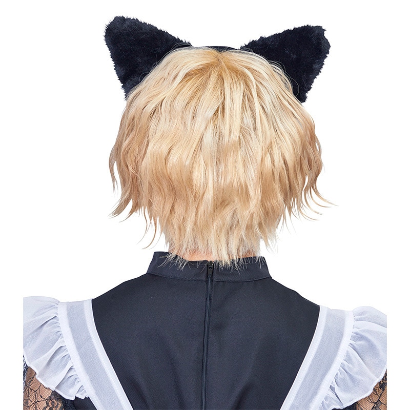 クリアストーン コスチューム　キャットカチューシャ　立ち耳 ブラック×ピンク フリーサイズ 1個（ご注文単位1個）【直送品】