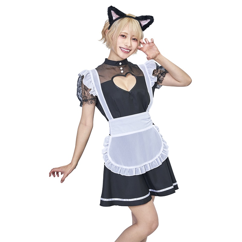 クリアストーン コスチューム　キャットカチューシャ　立ち耳 ブラック×ピンク フリーサイズ 1個（ご注文単位1個）【直送品】