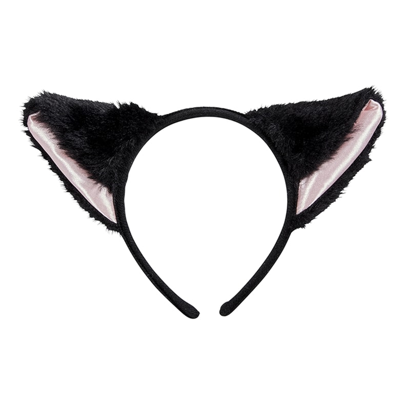 クリアストーン キャットカチューシャ　ふせ耳 ブラック×ピンク フリーサイズ 1個（ご注文単位1個）【直送品】