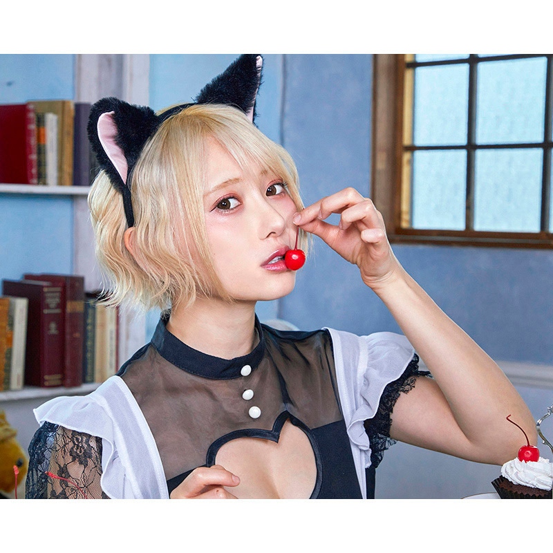 クリアストーン キャットカチューシャ　ふせ耳 ブラック×ピンク フリーサイズ 1個（ご注文単位1個）【直送品】