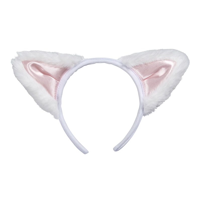 クリアストーン コスチューム　キャットカチューシャ　立ち耳 ホワイト×ピンク フリーサイズ 1個（ご注文単位1個）【直送品】