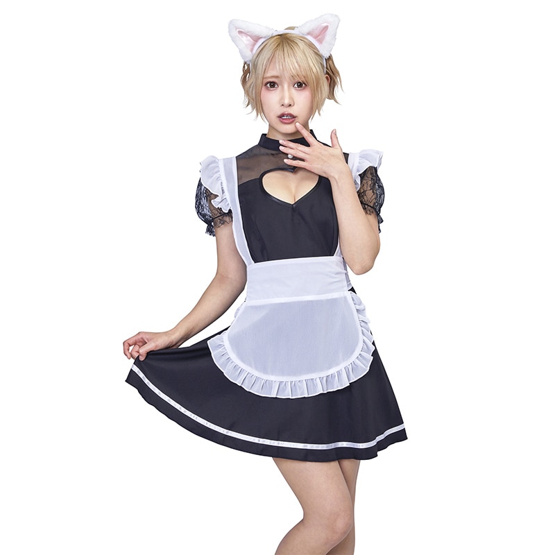 クリアストーン コスチューム　キャットカチューシャ　立ち耳 ホワイト×ピンク フリーサイズ 1個（ご注文単位1個）【直送品】