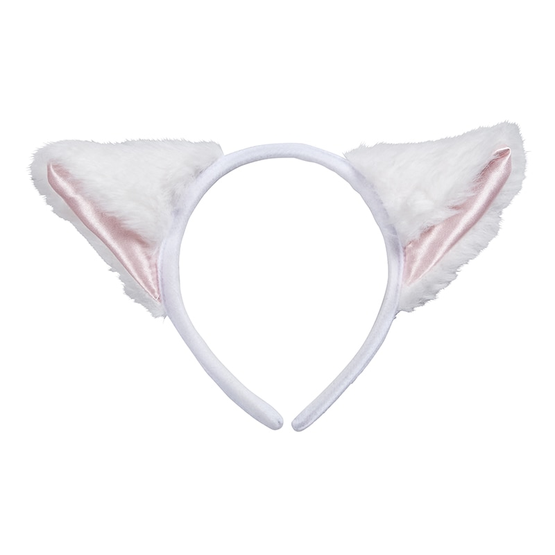 クリアストーン キャットカチューシャ ふせ耳 ホワイト×ピンク フリーサイズ 1個(ご注文単位1個)【直送品】
