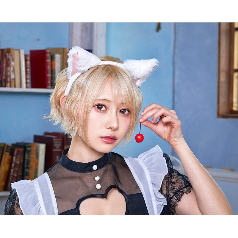 クリアストーン キャットカチューシャ ふせ耳 ホワイト×ピンク フリーサイズ 1個(ご注文単位1個)【直送品】