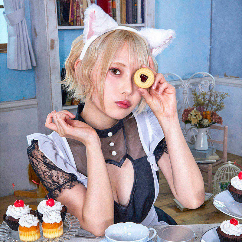 クリアストーン キャットカチューシャ ふせ耳 ホワイト×ピンク フリーサイズ 1個(ご注文単位1個)【直送品】