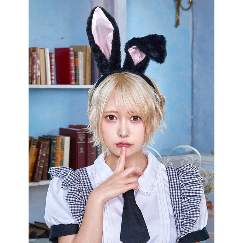 クリアストーン ラビットカチューシャ ブラック×ピンク フリーサイズ 1個（ご注文単位1個）【直送品】