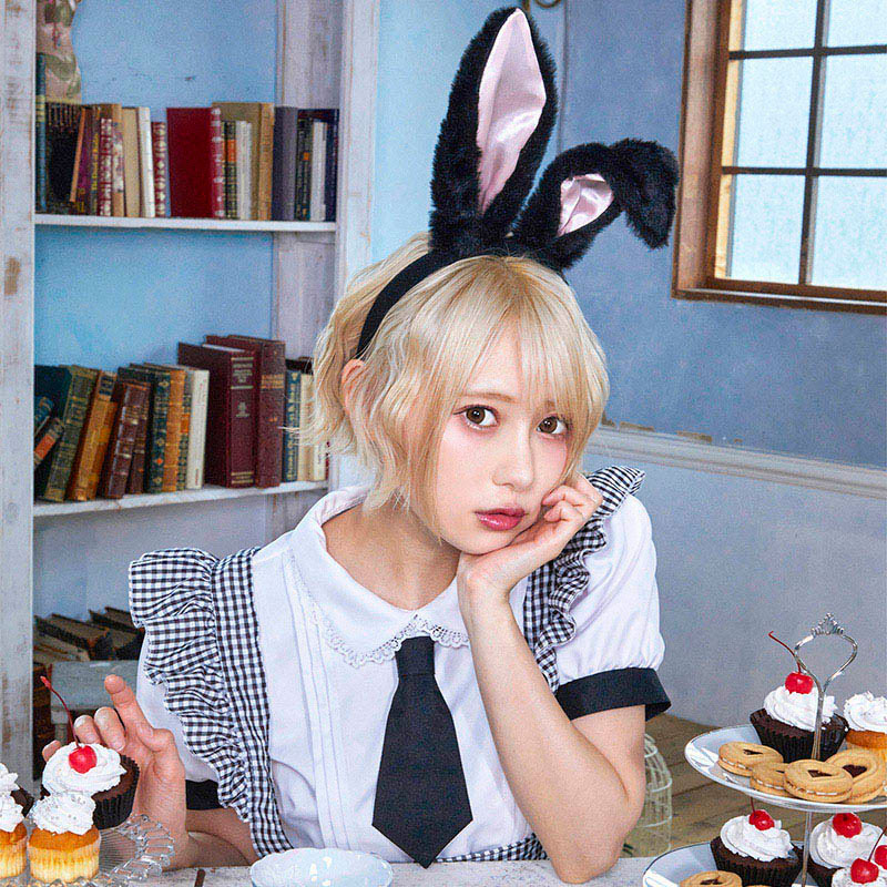 クリアストーン ラビットカチューシャ ブラック×ピンク フリーサイズ 1個（ご注文単位1個）【直送品】