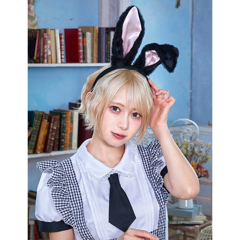 クリアストーン ラビットカチューシャ ブラック×ピンク フリーサイズ 1個（ご注文単位1個）【直送品】