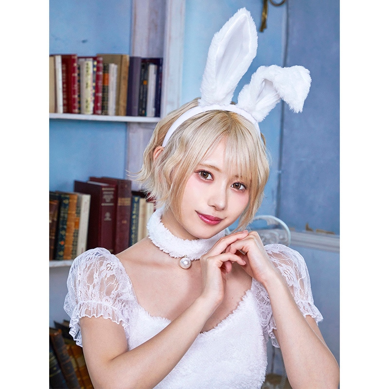 クリアストーン ラビットカチューシャ ホワイト×ホワイト フリーサイズ 1個(ご注文単位1個)【直送品】