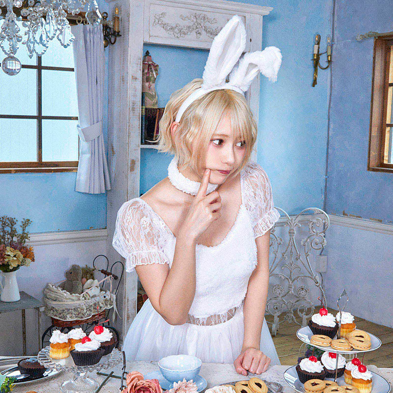 クリアストーン ラビットカチューシャ ホワイト×ホワイト フリーサイズ 1個(ご注文単位1個)【直送品】