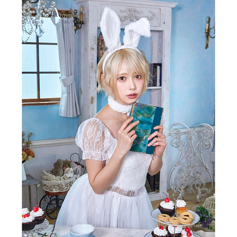 クリアストーン ラビットカチューシャ ホワイト×ホワイト フリーサイズ 1個(ご注文単位1個)【直送品】