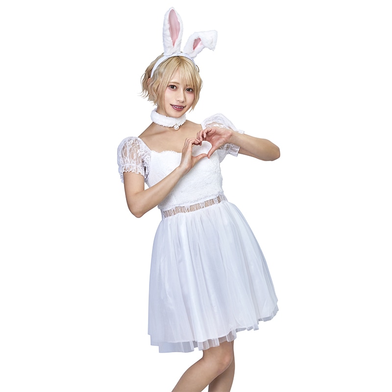 クリアストーン ラビットカチューシャ ホワイト×ピンク フリーサイズ 1個（ご注文単位1個）【直送品】