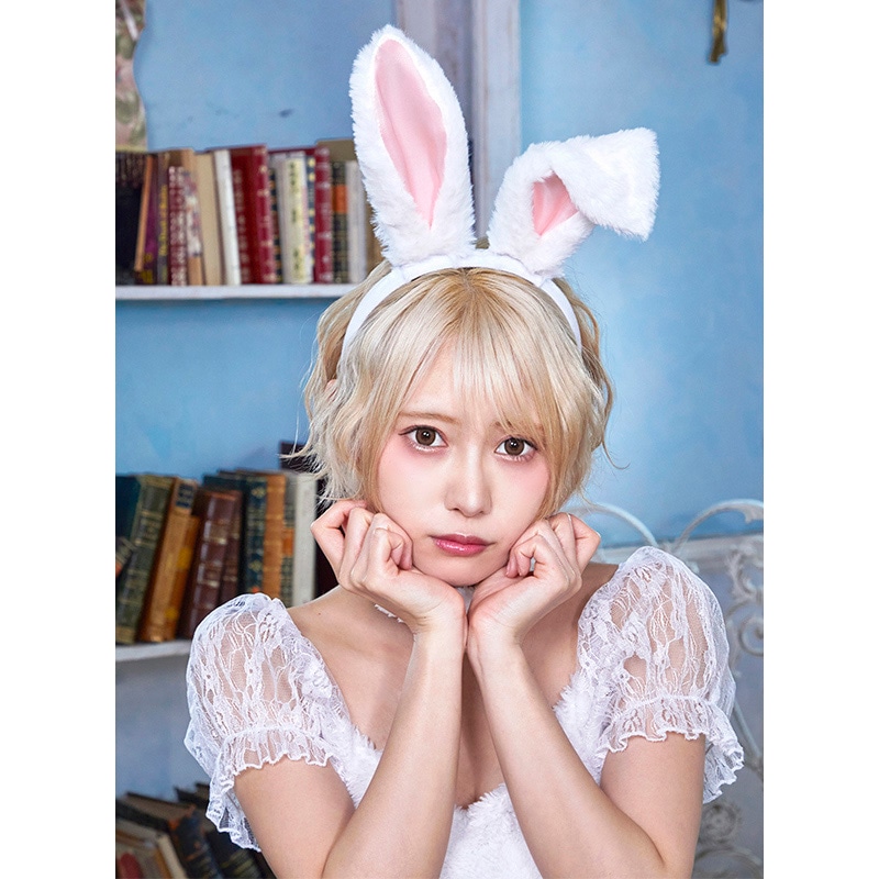 クリアストーン ラビットカチューシャ ホワイト×ピンク フリーサイズ 1個（ご注文単位1個）【直送品】