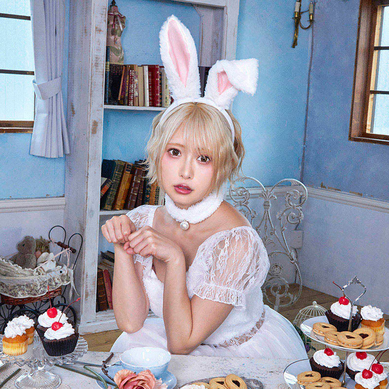 クリアストーン ラビットカチューシャ ホワイト×ピンク フリーサイズ 1個（ご注文単位1個）【直送品】