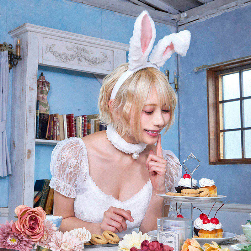 クリアストーン ラビットカチューシャ ホワイト×ピンク フリーサイズ 1個（ご注文単位1個）【直送品】