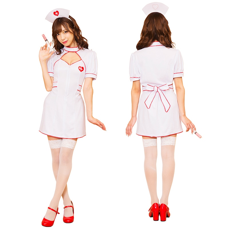 クリアストーン コスチューム グロウホリック ジップアップナース ホワイト フリーサイズ 1個(ご注文単位1個)【直送品】