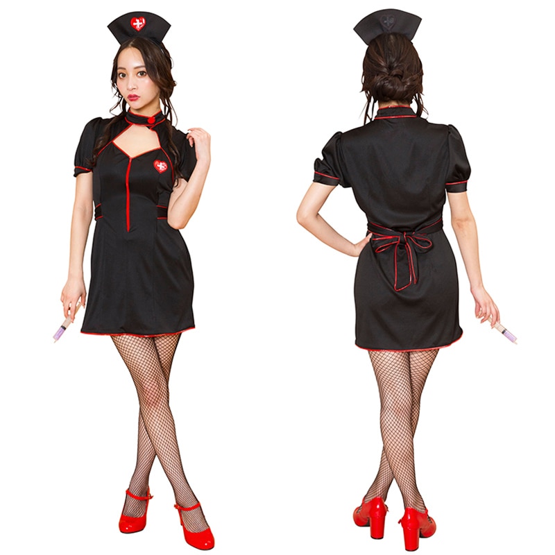 クリアストーン コスチューム グロウホリック ジップアップナース ブラック フリーサイズ 1個(ご注文単位1個)【直送品】