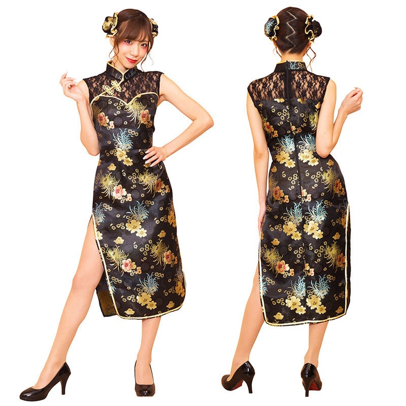 クリアストーン コスチューム　グロウホリック ロングレースチャイナ　ブラック フリーサイズ 1個（ご注文単位1個）【直送品】