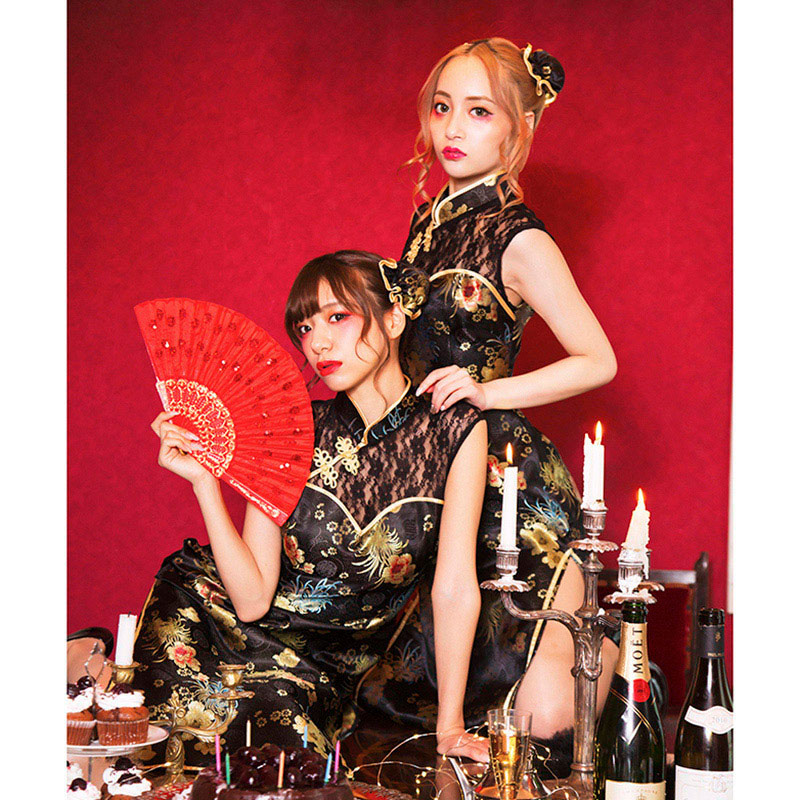 クリアストーン コスチューム　グロウホリック ロングレースチャイナ　ブラック フリーサイズ 1個（ご注文単位1個）【直送品】