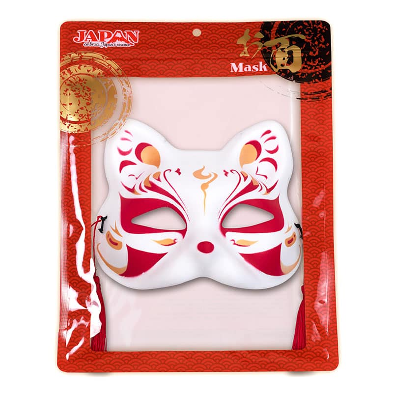 クリアストーン 和風お面 ねこ半面 白炎 1個(ご注文単位1個)【直送品】