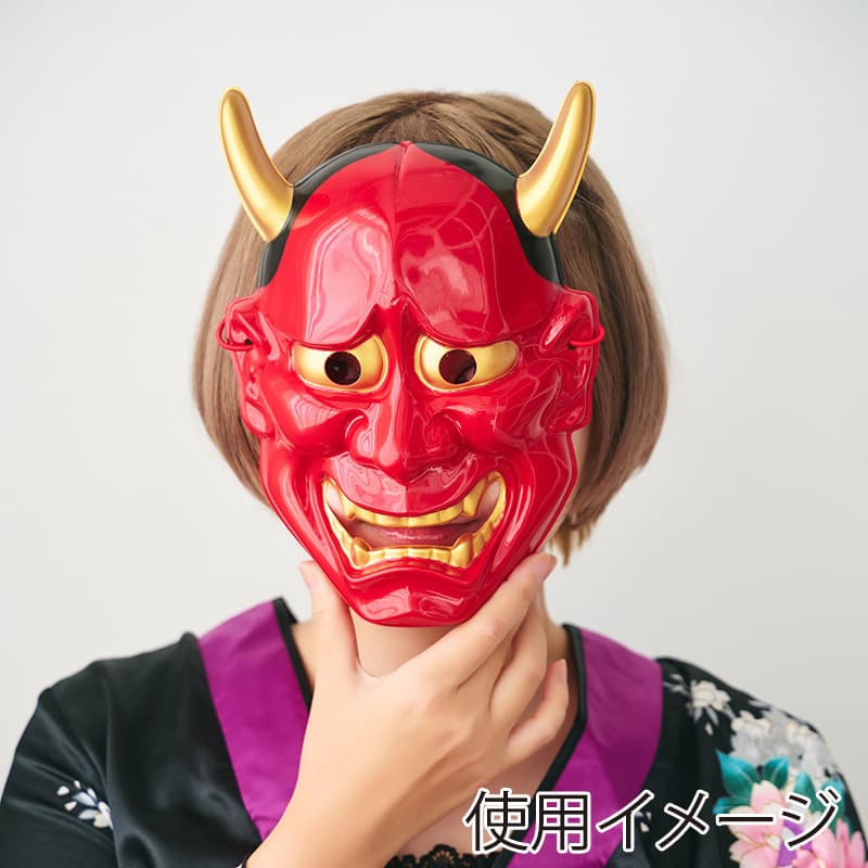 クリアストーン 和風お面 般若 赤 1個(ご注文単位1個)【直送品】