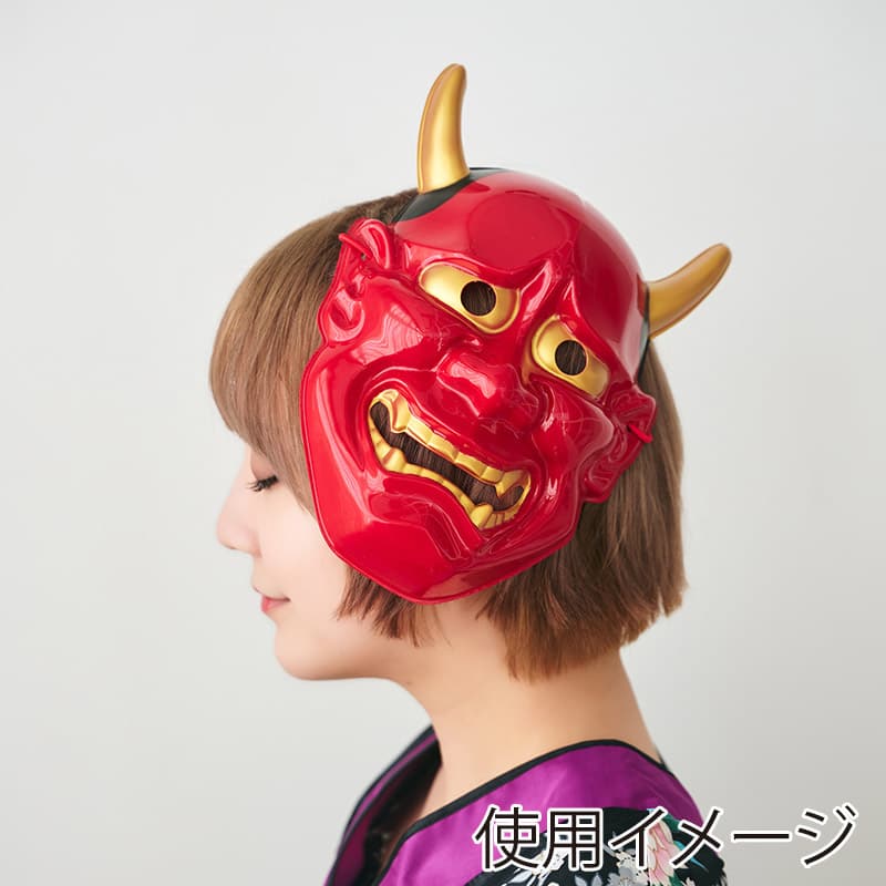 クリアストーン 和風お面 般若 赤 1個(ご注文単位1個)【直送品】