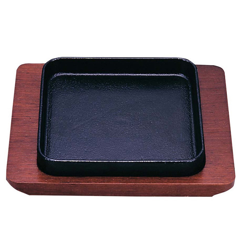 SN 鉄 ギョーザ皿 角 木台付 15cm 1個(ご注文単位1個)【直送品】