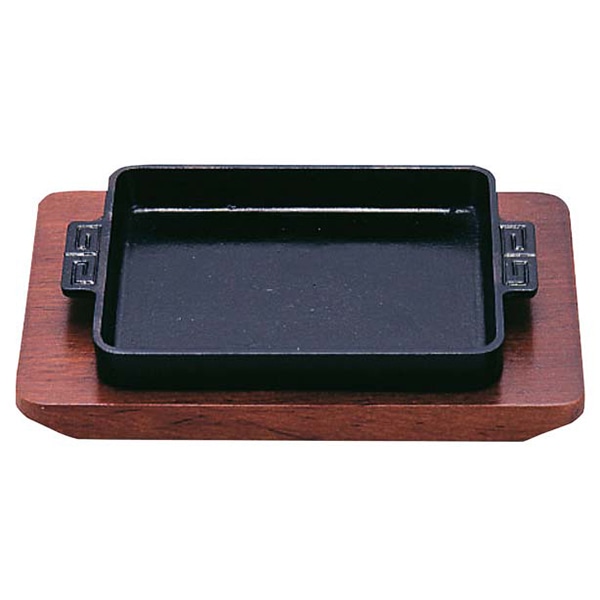 SN 鉄 ギョーザ皿 長角 木台付 17cm 1個(ご注文単位1個)【直送品】