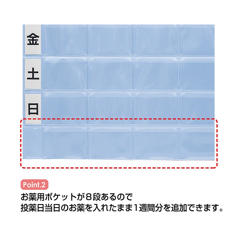金鵄製作所 おくすりカレンダー ダブルポケット 4用法8段 KWP2-32-LB 1箱(ご注文単位1箱)【直送品】