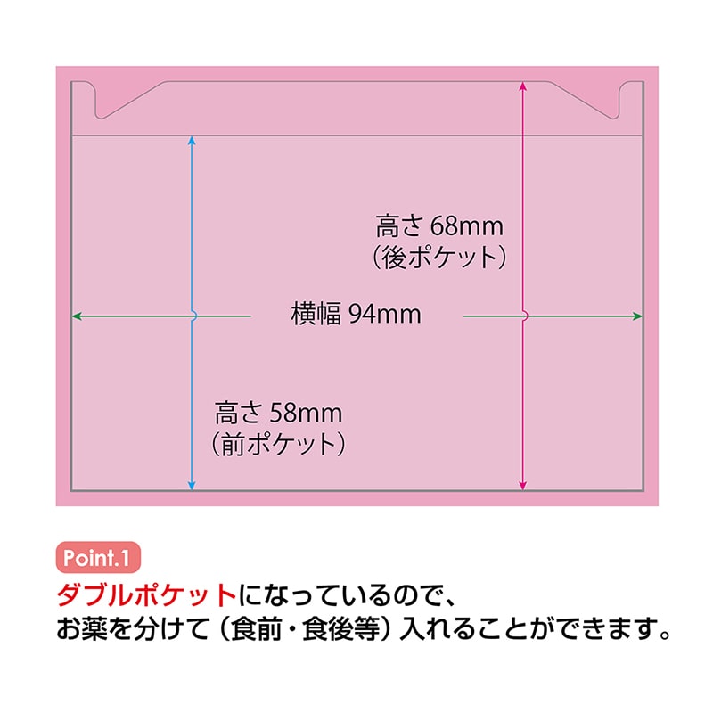 金鵄製作所 おくすりカレンダー ダブルポケット 4用法8段 KWP2-32-PK 1枚(ご注文単位1枚)【直送品】