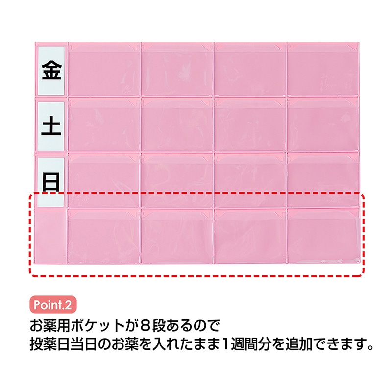 金鵄製作所 おくすりカレンダー ダブルポケット 4用法8段 KWP2-32-PK 1枚(ご注文単位1枚)【直送品】