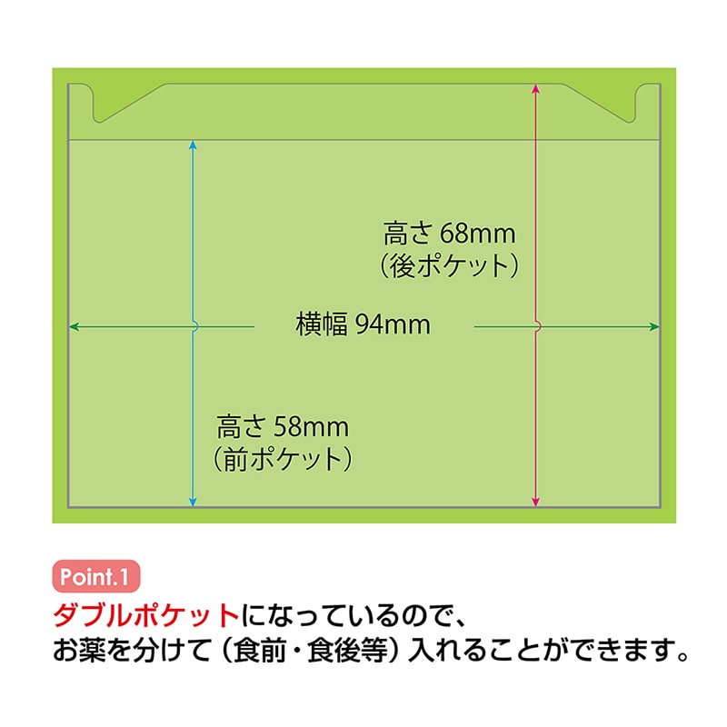 金鵄製作所 おくすりカレンダー ダブルポケット 4用法8段 KWP2-32-GR 1枚(ご注文単位1枚)【直送品】