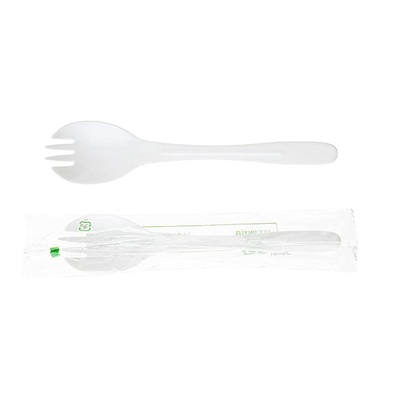 ストリックスデザイン バイオマスプラ先割れスプーン ホワイト　100本入 SD-175 1袋（ご注文単位30袋）【直送品】