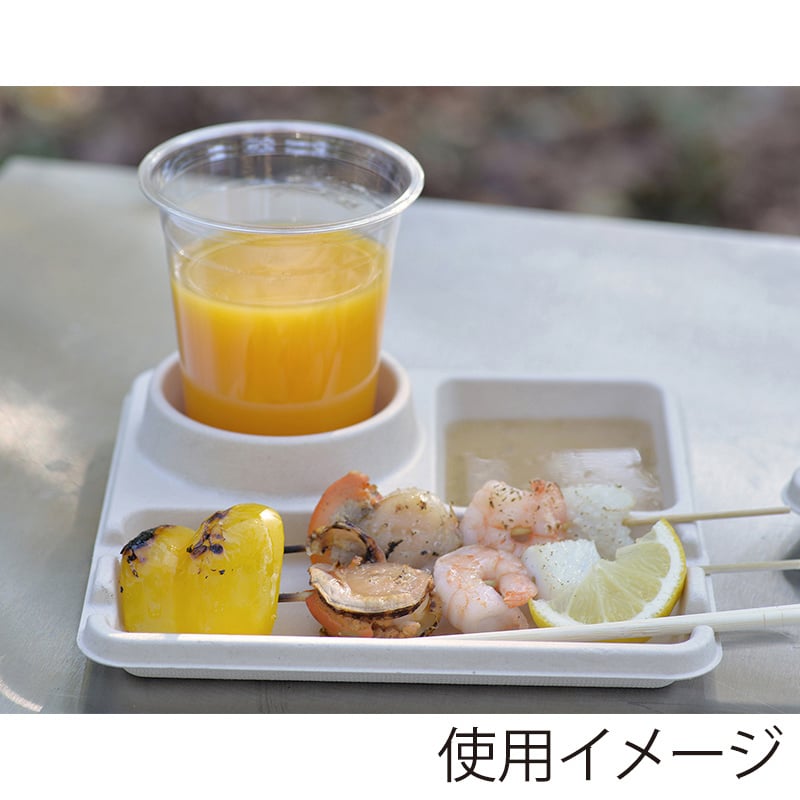 ストリックスデザイン ドリンクも一緒に持ちやすい仕切付きプレート 未晒バガス 5枚入 SD-225 1束(ご注文単位60束)【直送品】