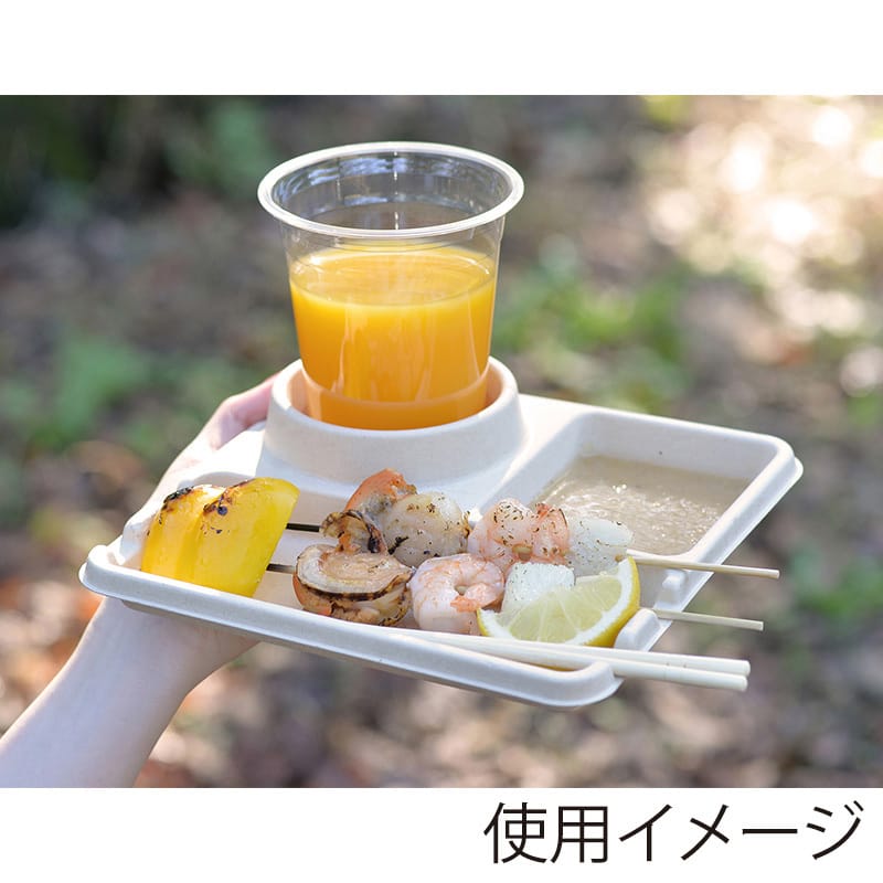 ストリックスデザイン ドリンクも一緒に持ちやすい仕切付きプレート 未晒バガス 5枚入 SD-225 1束(ご注文単位60束)【直送品】