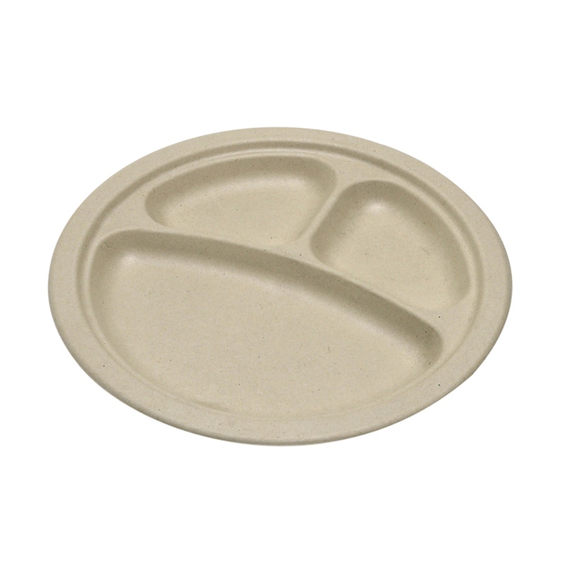 ストリックスデザイン 未晒しバガスモールドプレート 仕切り付 23.5cm 50枚 SD-719 1袋(ご注文単位24袋)【直送品】