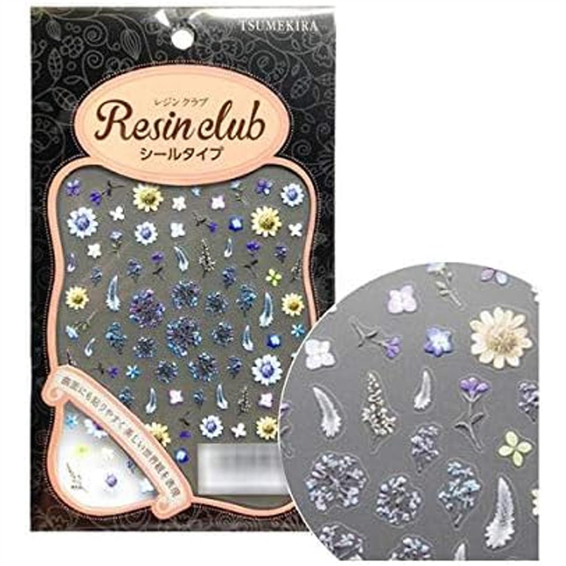 レジンクラブドライフラワー ブルー 両面 UVレジン用シールパーツ RC-DRF-101 1枚(ご注文単位1枚)【直送品】