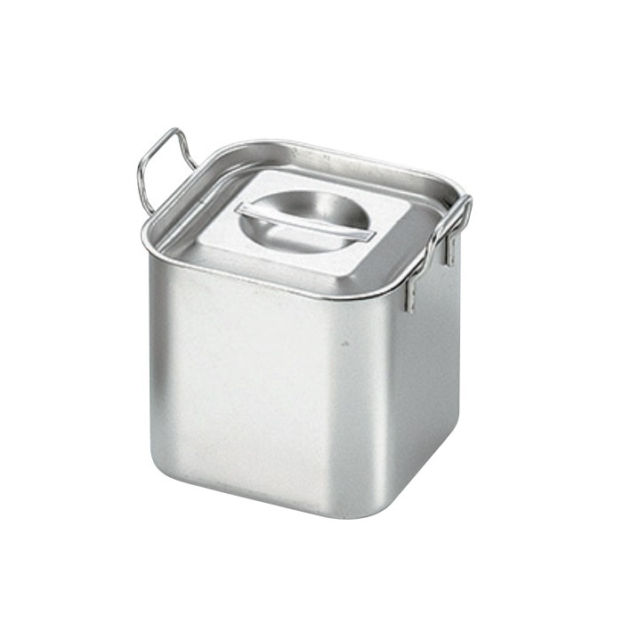 スギコ産業 18-8 角型ベインマリーポット フタ付 手付 165×165×H160mm SA0851-SH-3050 1個（ご注文単位1個）【直送品】
