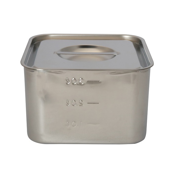 スギコ産業 18-8 目盛付浅型角キッチンポット フタ付 手無 17cm SA0885-SH-4217 1個（ご注文単位1個）【直送品】