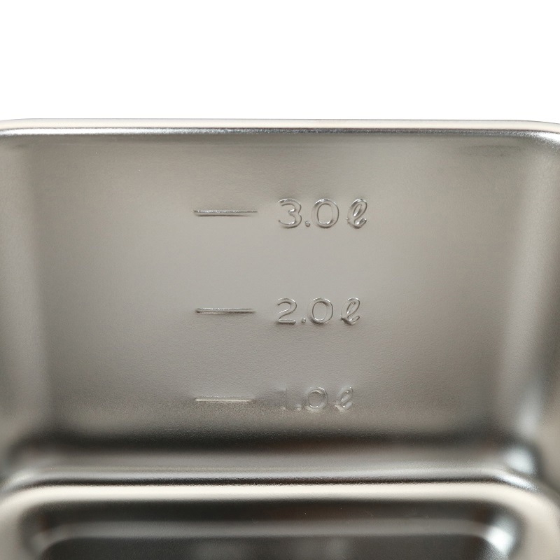 スギコ産業 18-8 目盛付浅型角キッチンポット フタ付 手無 18cm SA0886-SH-4218 1個（ご注文単位1個）【直送品】