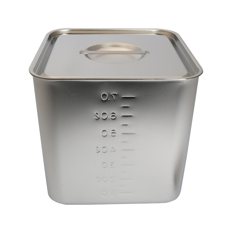 スギコ産業 18-8 目盛付深型角キッチンポット フタ付 手付 20cm SA0874-SH-4220D-テツキ 1個（ご注文単位1個）【直送品】