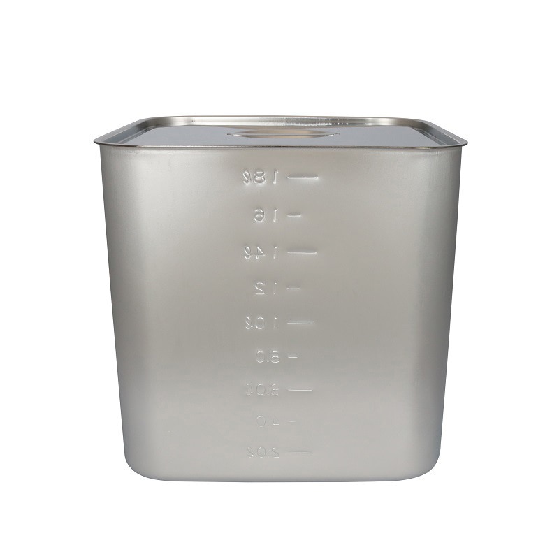 >スギコ産業 18-8 目盛付深型角キッチンポット フタ付 手付 27cm SA0877-SH-4227D-テツキ 1個（ご注文単位1個）【直送品】