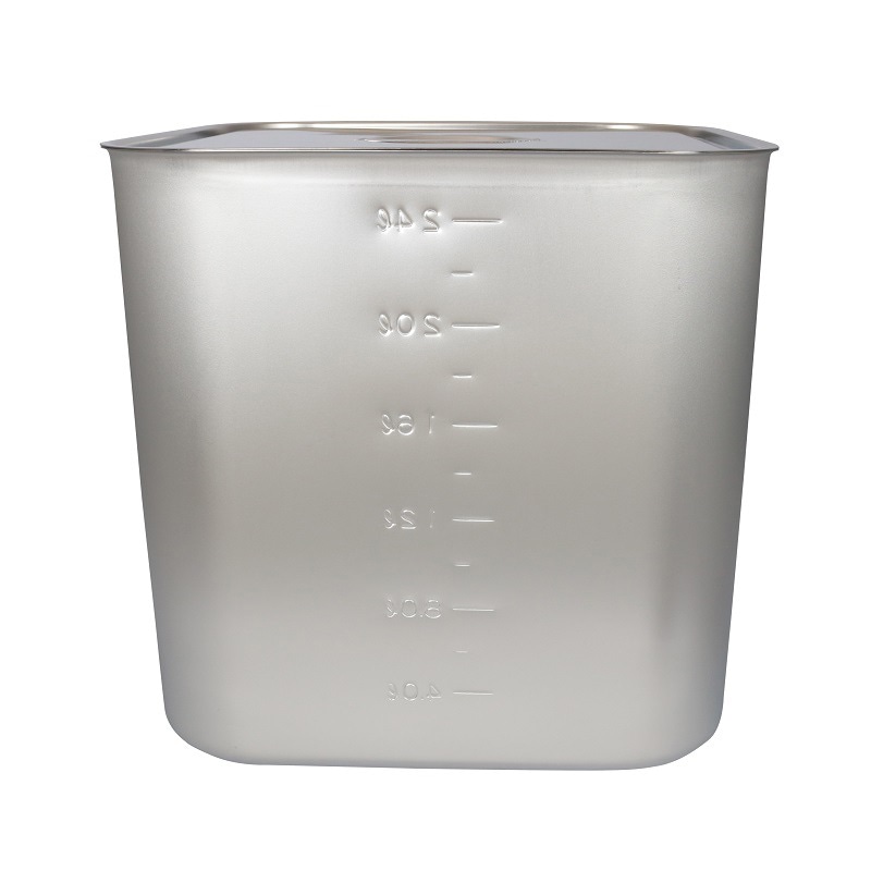 スギコ産業 18-8 目盛付深型角キッチンポット フタ付 手付 30cm SA0878-SH-4230D-テツキ 1個（ご注文単位1個）【直送品】