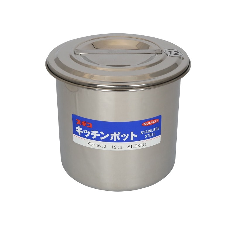スギコ産業 18-8 目盛付深型キッチンポット フタ付 手無 12cm SA0666-SH-4612 1個（ご注文単位1個）【直送品】