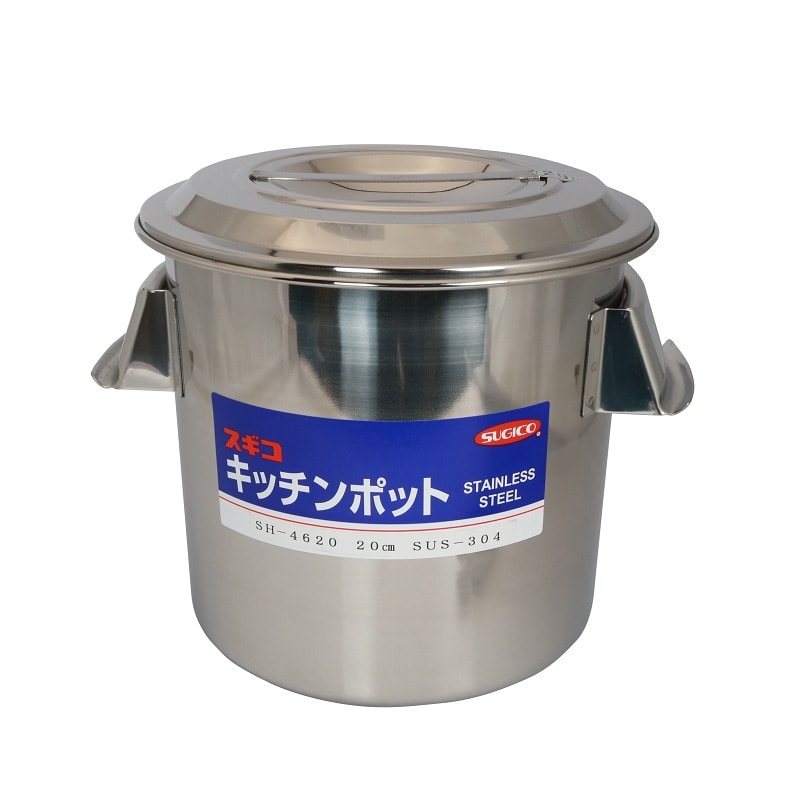 スギコ産業 18-8 目盛付深型キッチンポット フタ付 手付 20cm SA0670-SH-4620 1個（ご注文単位1個）【直送品】