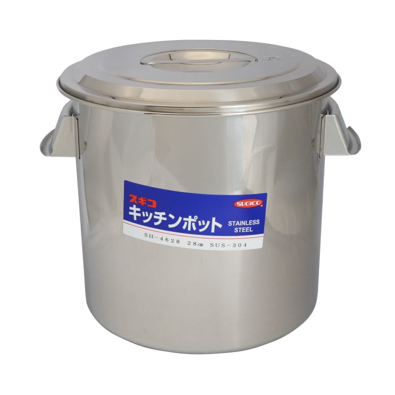 スギコ産業 18-8 目盛付深型キッチンポット フタ付 手付 28cm SA0674-SH-4628 1個（ご注文単位1個）【直送品】
